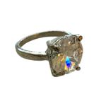 Diamond CZ Engagement Wedding Silver Ring Size 6.5 Photo 2