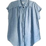 Artisan NY 100% Linen Blue Oversized Short Sleeve Blouse Size Small Photo 0