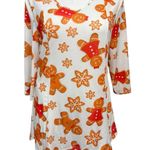 Lily by Firmiana Gingerbread Print Holiday Tunic Dress XL White Photo 0