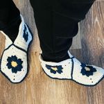 Handmade Crochet women’s Booties - Blue and White Photo 2