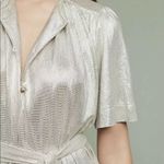 Anthropologie Sabina Musayev  Mercury Silver Metallic Shirt Dress Size M Photo 12