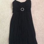 Chiffon Black Dress with Silver Ring Appliqué Size XS Photo 0
