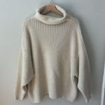 Free People  cream oversized chunky knit turtleneck sweater Photo 0