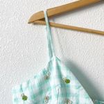 ZARA Gingham V-Neck Summer Fantasy Dress in Turquoise Photo 2