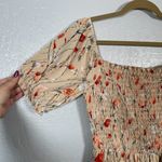 Baltic Born Women M Beige Floral Print Capri Smocked Maxi Dress Balloon Sleeve Photo 3