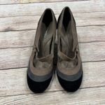 Aerosoles Mary Jane Block Heel Shoes Black Tan Grey Suede Strap Women's 8.5 Photo 1