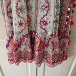 Juliet Dunn London Tribal Tassel Maxi Dress White Jade Embroidered Size 2 US 6/8 Pink Size M Photo 5