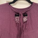 Indigo Thread Co Purple White Eyelet Embroidered Long Sleeve Peasant Top Size M Size M Photo 5