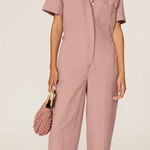 Club Monaco Excellent Blush Pink Utility Jumpsuit Sz 10 Med $248 Flattering Boho Photo 0