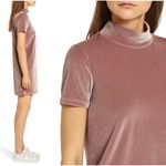 Madewell Velvet Short Sleeve Mock Neck Mini Dress Stretch Frosty Mauve Size XXS Photo 1