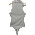 Abercrombie & Fitch Soft AF White Ribbed Cotton Sleeveless Polo Bodysuit Size M Photo 2