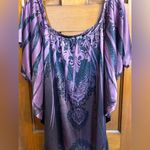 Sami & Jo Unique Vibrant Purple Scoop Neck Blouse with Batwings, Vintage-ish Photo 1