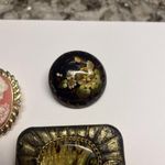 Lot Of 3 Vintage Costume Brooches Pins One Hand painted, Cameo Is Dual Pendant Photo 3