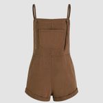 Cider  NWOT Denim Brown Pocket Romper with Tie Straps Photo 1