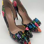 Betsey Johnson Vibrant Floral Rose Bow Multicolor 4" High Heels Shoes Size 7 M Photo 0