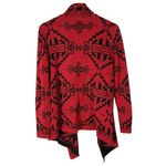 Cotton Emporium Red Tribal Print Drape Front Cardigan Sweater S Photo 1