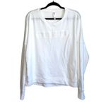 Fabletics Never Settle White Pullover Graphic Sweatshirt Photo 1
