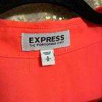 EXPRESS Bright Neon Coral Orange Portofino Button Down Top Small Photo 2