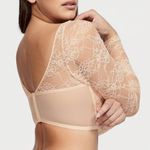 Victoria's Secret Victoria’s Secret Cream Long Sleeve Shimmer Lace Bra Top Photo 1