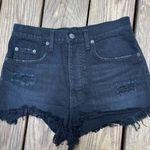 Carmar LF Los Angeles Button Front Distressed Black Denim Shorts Size 26 Photo 0