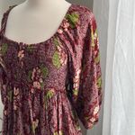 Free People Summer Picnic Printed Mini Dress Raisin Combo Brown Floral Brown Photo 6