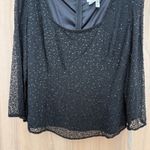 VTG Madison Gray Womens Silk Beaded Top Size 16 Black Formal Holiday Glam Luxe Photo 2