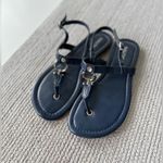Nautica Navy Blue Silver Buckle Strappy Flat Sandals Size 8.5 Photo 1