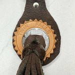 Soft Brown Leather Fringe Western Concho Twin Falls Idaho Boho Keychain Keyring Photo 4