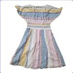 O'Neill Ashlin Baja Dress Rainbow Pastel Stripe Beach Surfer Women XS V Neck Photo 2