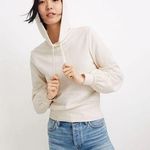 Madewell Bubble-Sleeve Hoodie Crop Sweatshirt Antique Cream Size M Photo 0