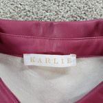 Karlie Womens Faux Leather Dress S Red Puff Sleeve Tiered Button Front Collared Photo 11