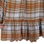 Free People  Alexa Plaid Mini Dress Long Sleeve‎ Ruffle Hem Button Front Size XS Photo 7