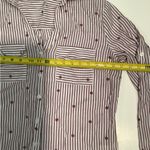 New York & Company Burgundy Striped Blouse White Size L Photo 6