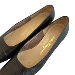 Salvatore Ferragamo  Brown Leather Low Pumps Croc Textured Square Toe Size 7.5 Photo 2