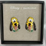 BaubleBar  Disney Pluto Earrings New Gold Post Secure Lock Backs Enamel Photo 0