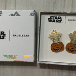 Star Wars Brand New BaubleBar  Grogu in a pumpkin Halloween earrings.   Doubles a Photo 0