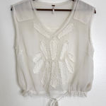 Free People  V-Neck Sleeveless Chiffon Top White‎ Size S Photo 0