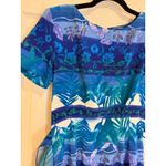 J.‎ Stevens Tropical Print Dress Floral Leafy Pattern Short Sleeve Size 8 Blue Photo 1