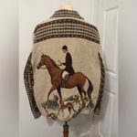 Vintage Equestrian Tapestry Jacket Horse Girl Hounds Button Front XL *Flaw* Photo 1