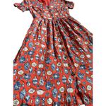 Joanie x Molly Hatch Tea Pot Fit & Flare Button Front Shirt Dress Size Small Red Photo 6