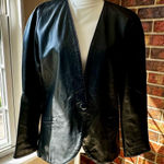 Kanar Black Leather Single Button Blazer Suit Style Vintage 80s Jacket Clubbing Size undefined Photo 0