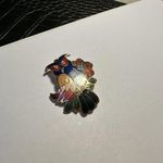 Enamel In Cloisonné Style Brooch Pin Gold Tone Set Photo 4