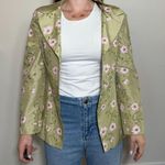 Vintage Noviello Bloom Suits 100% Silk Green Pink Floral Blazer Size 6 Photo 1