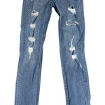 H&M Divided Women Skinny Jeans SZ 4 Medium Wash Distressed High Rise Button Zip Photo 0