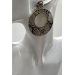vintage Snake Skin Dangle Drop Earrings Animal Print Quality Sz 3” Brown Photo 0