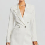 Retrofete Ilaria Blazer Dress White Size Large Bridal Wedding NWT Double Breast Photo 0