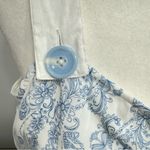 Blue & Ivory Pleated Plisse Skirt Dress KAS ModCloth Cottagecore Boho Milkmaid White Size M Photo 10