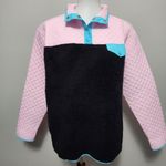 Crown & Ivy Cabana pink black quilted wubby pullover size large Photo 0