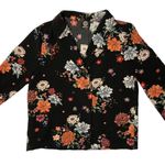 Bobeau Double Breasted Black Floral Blazer Jacket Photo 0