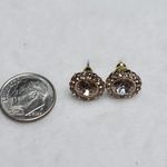 Source Unknown Vintage Victorian Crystal Rhinestone Gold Tone Post Earrings Photo 1